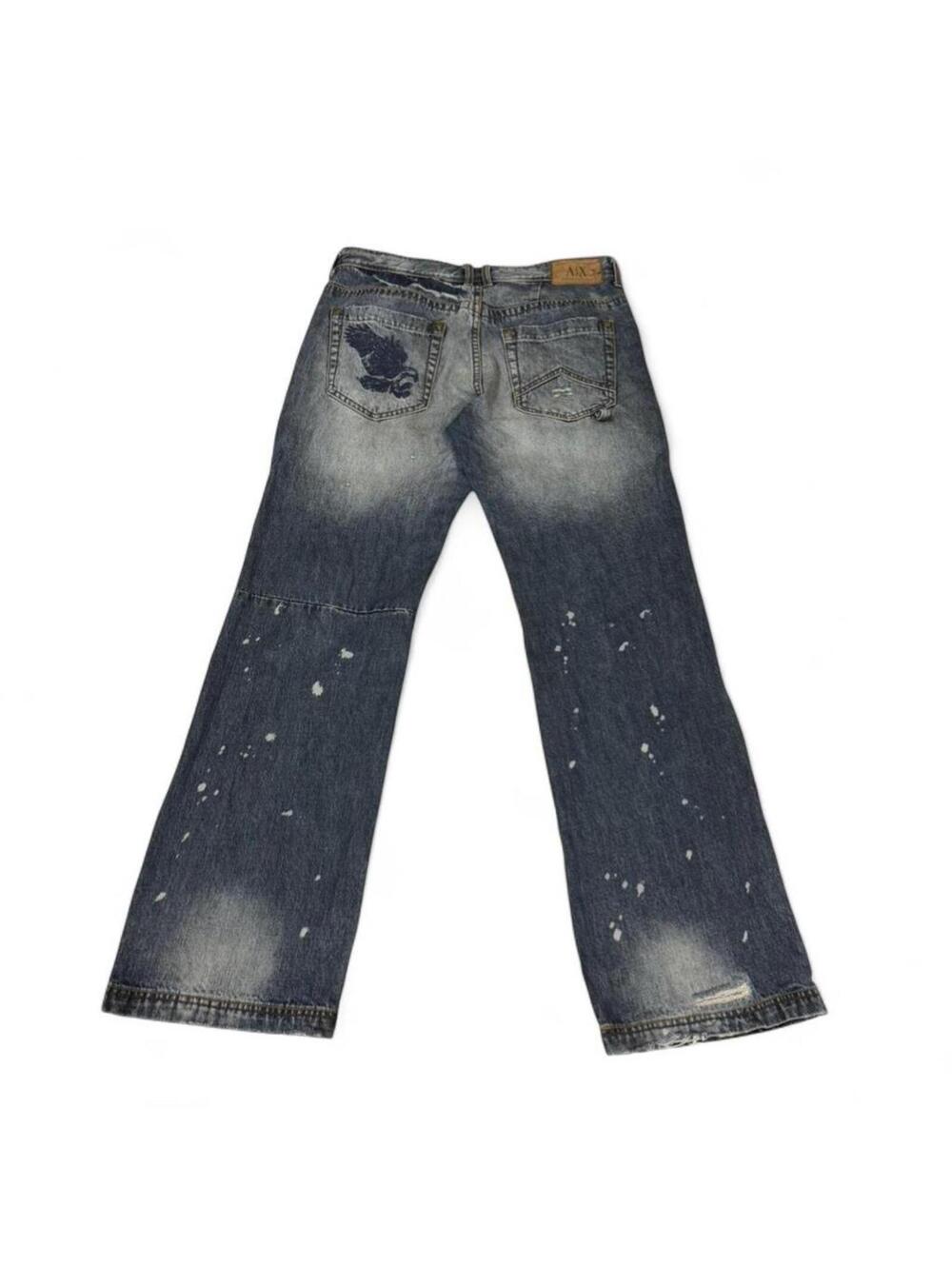 Armani Exchange light wash denim jeans with eagle embroidery